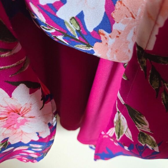 EUC PINK LILY V NECK FLORAL TANK SWING SHORT DRESS SIZE SMALL - Picture 8 of 12